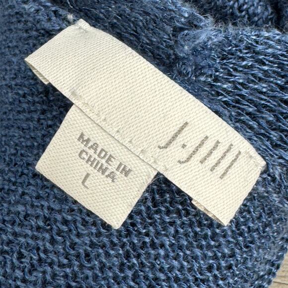 J. Jill Blue Cardigan Sweater Open Front Knit Linen Blend Long Sleeve Size Large - Picture 4 of 7